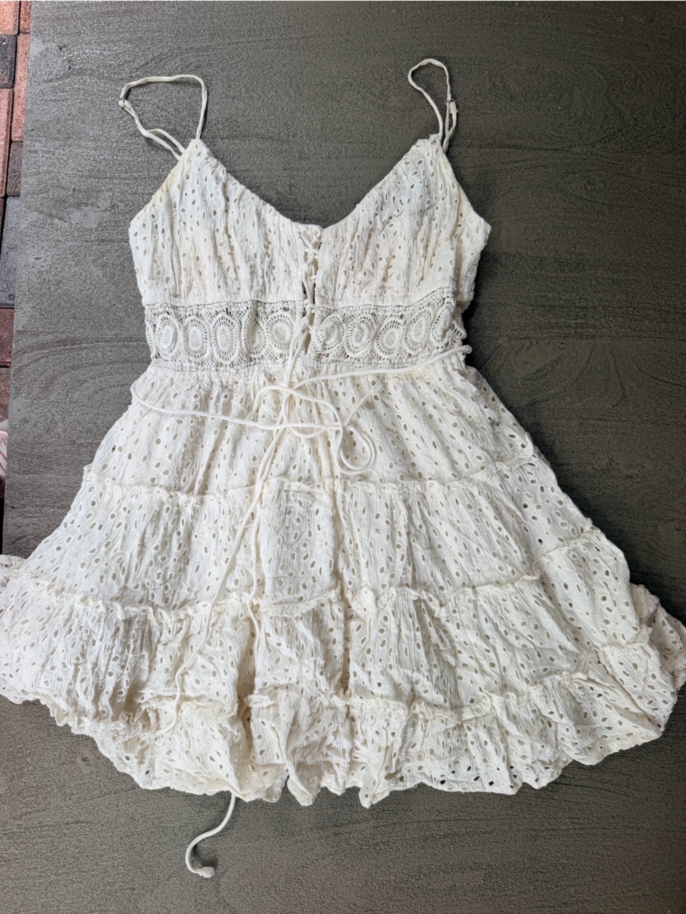 House of CB White Eyelet Lace Tiered Sundress Top